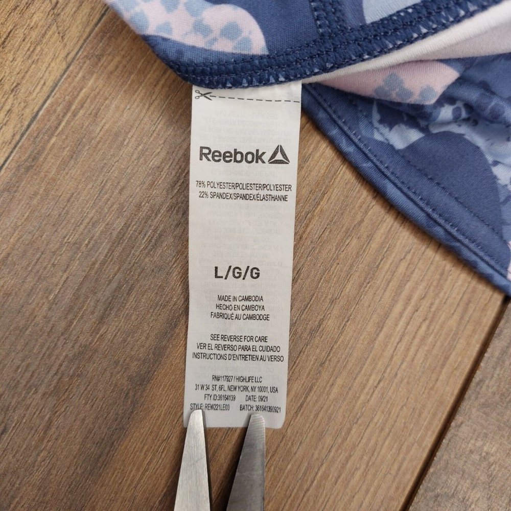 Reebok Precision Womens Large Ankle Leggings Slate Blue Pink Camo - Picture 9 of 16